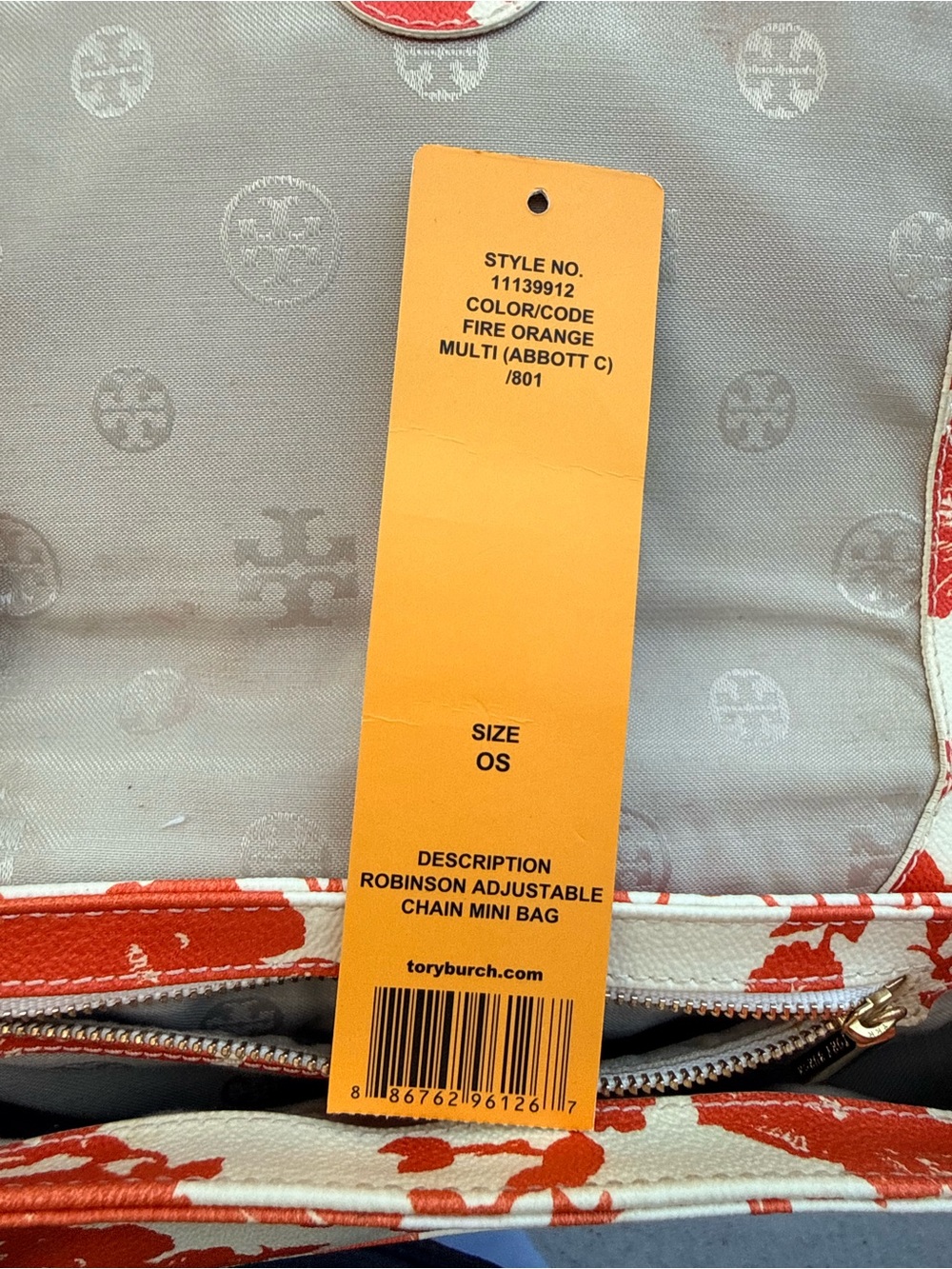 Tory Burch Mini Crossbody in Fire Orange and White Floral - Picture 2 of 8